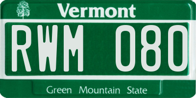 VT license plate RWM080