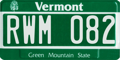 VT license plate RWM082