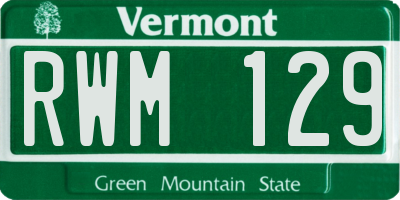 VT license plate RWM129