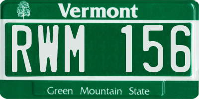 VT license plate RWM156