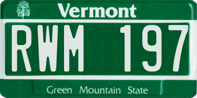 VT license plate RWM197