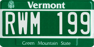 VT license plate RWM199