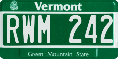 VT license plate RWM242