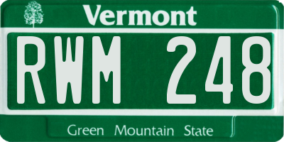 VT license plate RWM248