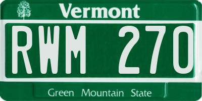 VT license plate RWM270
