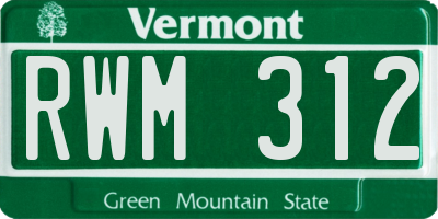 VT license plate RWM312