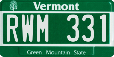 VT license plate RWM331