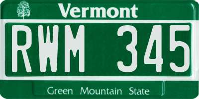 VT license plate RWM345