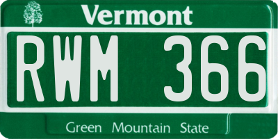 VT license plate RWM366