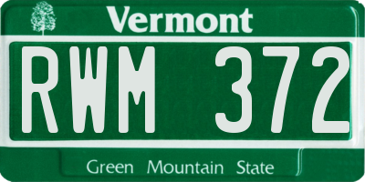 VT license plate RWM372