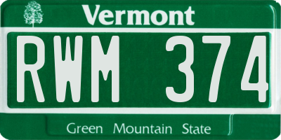 VT license plate RWM374