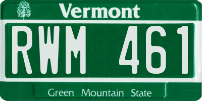 VT license plate RWM461