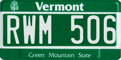 VT license plate RWM506