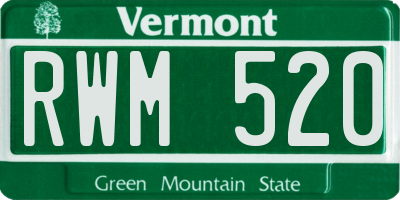 VT license plate RWM520