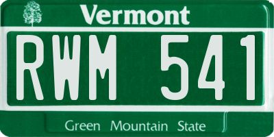 VT license plate RWM541