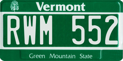 VT license plate RWM552