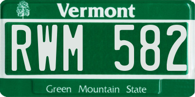 VT license plate RWM582