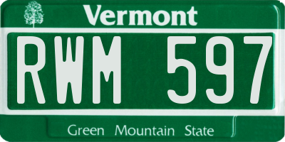 VT license plate RWM597