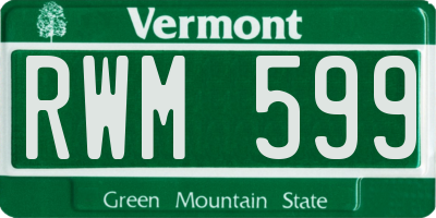 VT license plate RWM599