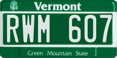VT license plate RWM607