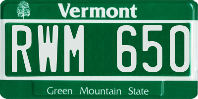 VT license plate RWM650