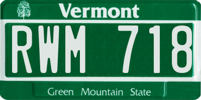 VT license plate RWM718