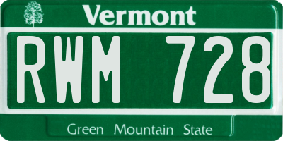 VT license plate RWM728