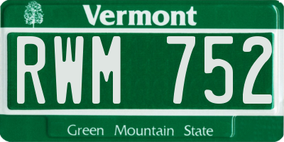 VT license plate RWM752