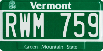 VT license plate RWM759