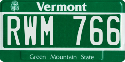 VT license plate RWM766
