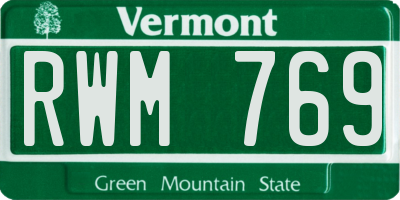 VT license plate RWM769