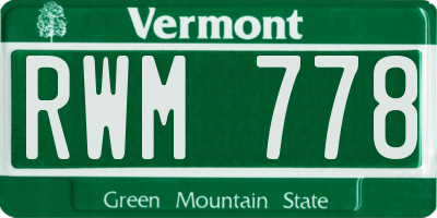 VT license plate RWM778