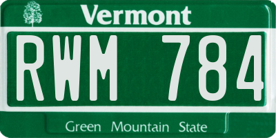 VT license plate RWM784