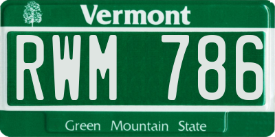 VT license plate RWM786