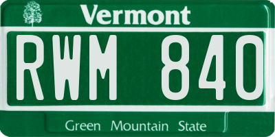 VT license plate RWM840