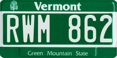 VT license plate RWM862