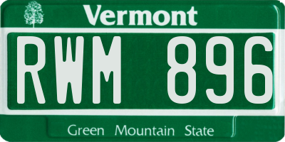 VT license plate RWM896