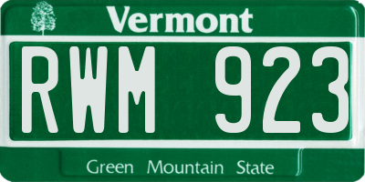 VT license plate RWM923