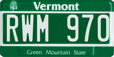 VT license plate RWM970