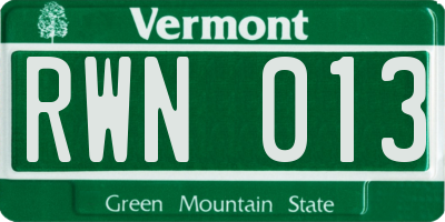 VT license plate RWN013