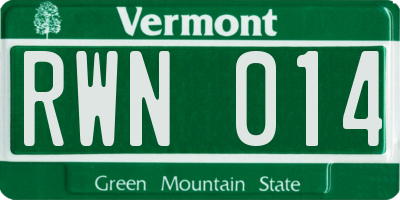 VT license plate RWN014