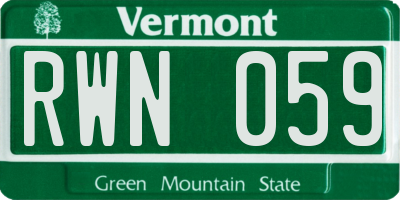 VT license plate RWN059