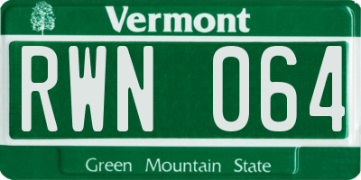 VT license plate RWN064