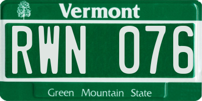 VT license plate RWN076