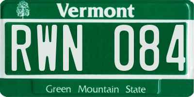 VT license plate RWN084
