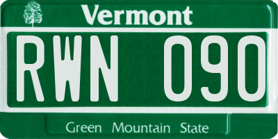 VT license plate RWN090