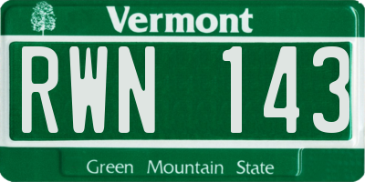 VT license plate RWN143