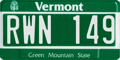 VT license plate RWN149
