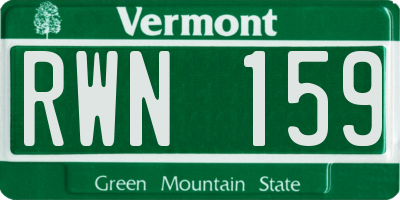 VT license plate RWN159