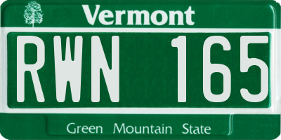 VT license plate RWN165